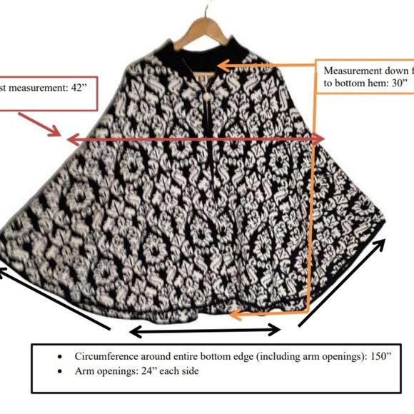 Lovely Anne Klein Black & White Poncho Sweater Size XL